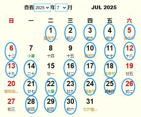 七月最佳吉日