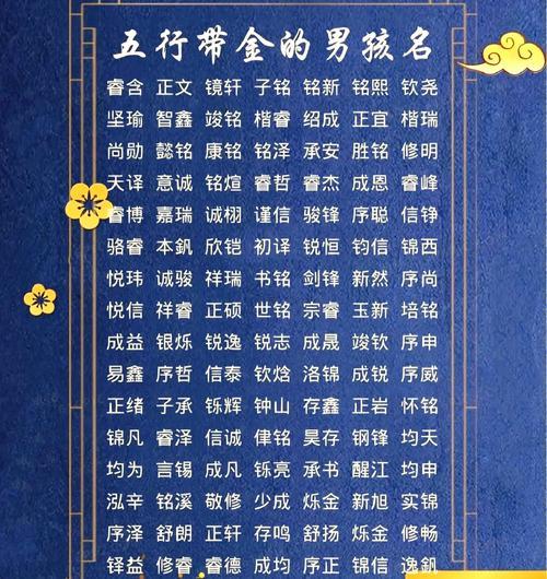 帶銘字的男孩名字