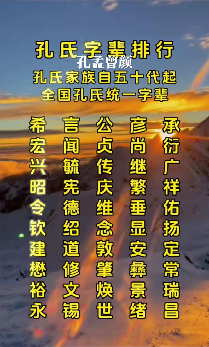 孔氏家譜字輩大全