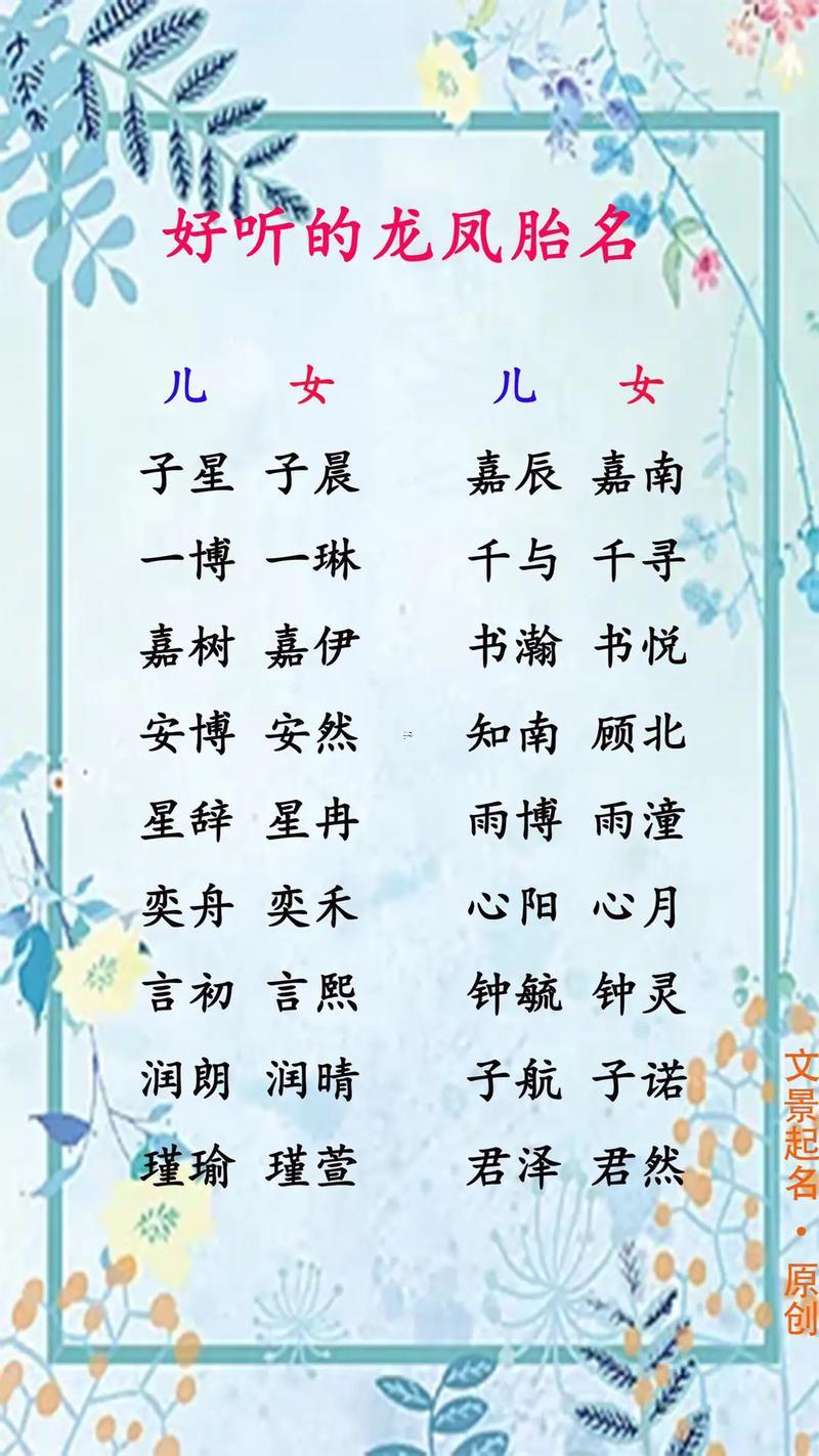 龍鳳胎名字大全