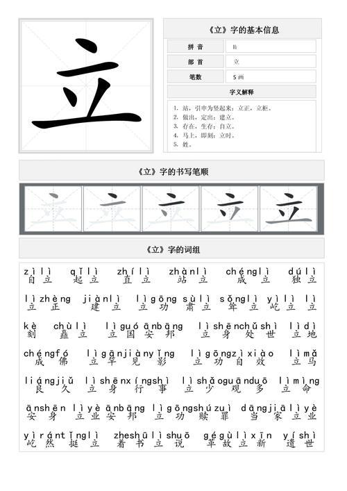 帶立的字