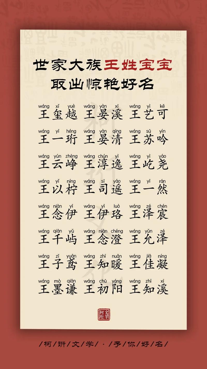 王姓男孩名字大全