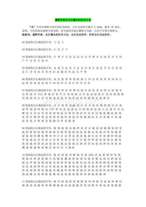 五行屬水的漢字