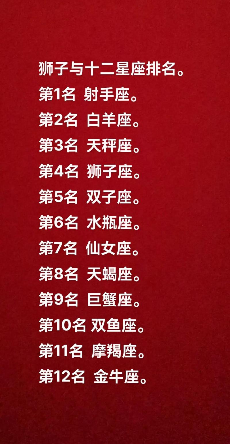 12星座一切排名