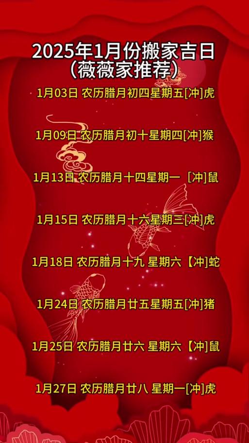 明年搬家吉日一覽表