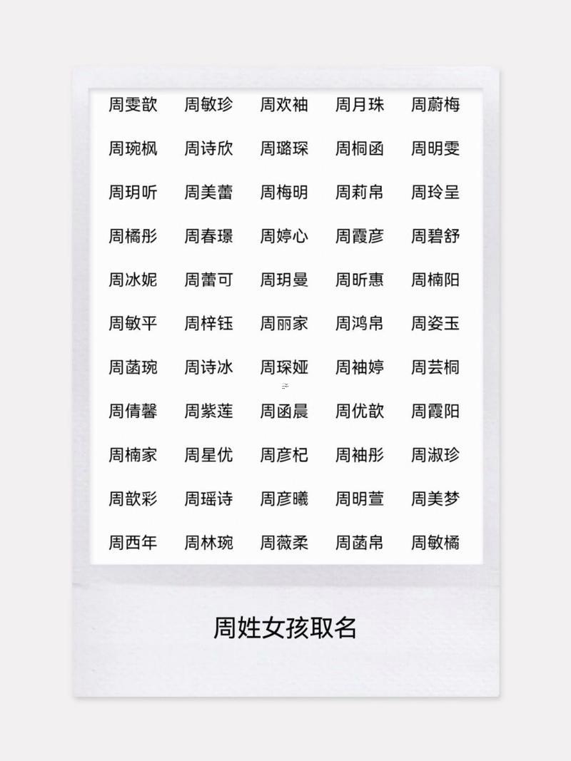 周姓女孩名字大全