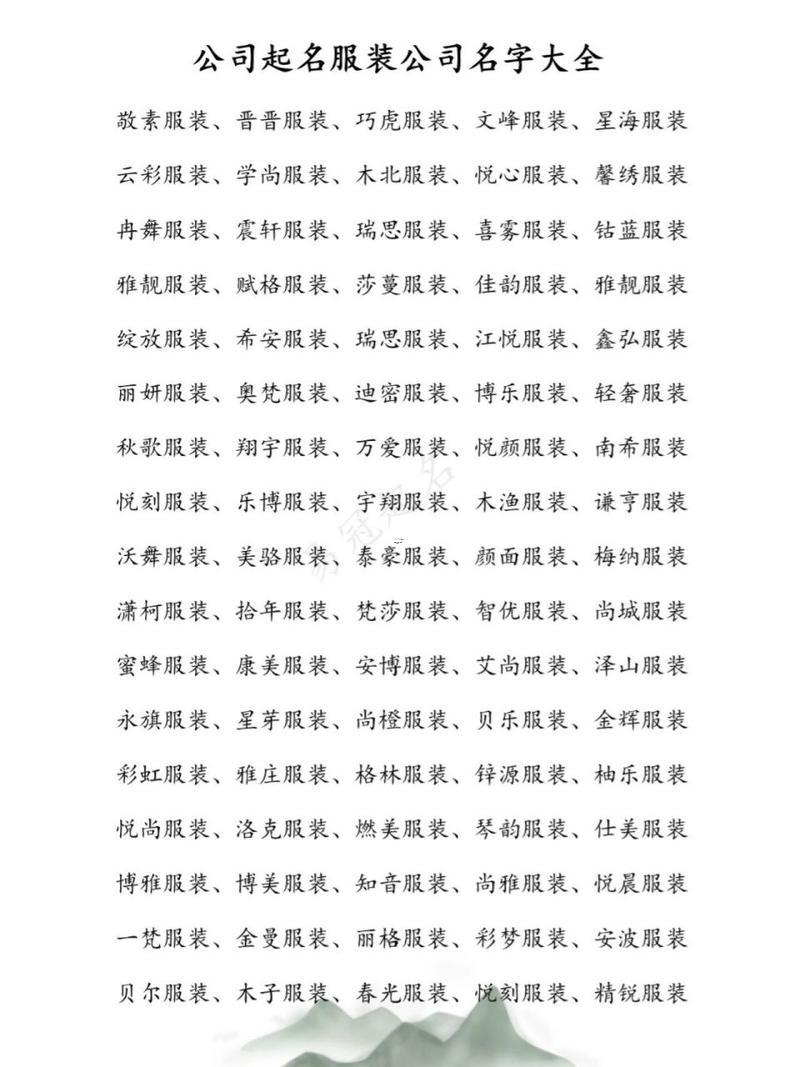 服裝起名
