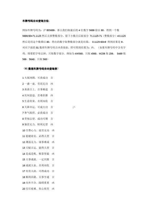 小車牌照吉兇查詢