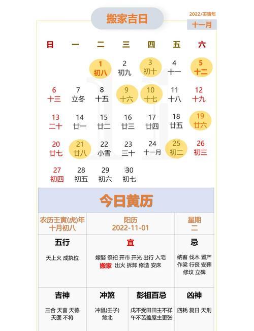 2025年11月黃道吉日查詢