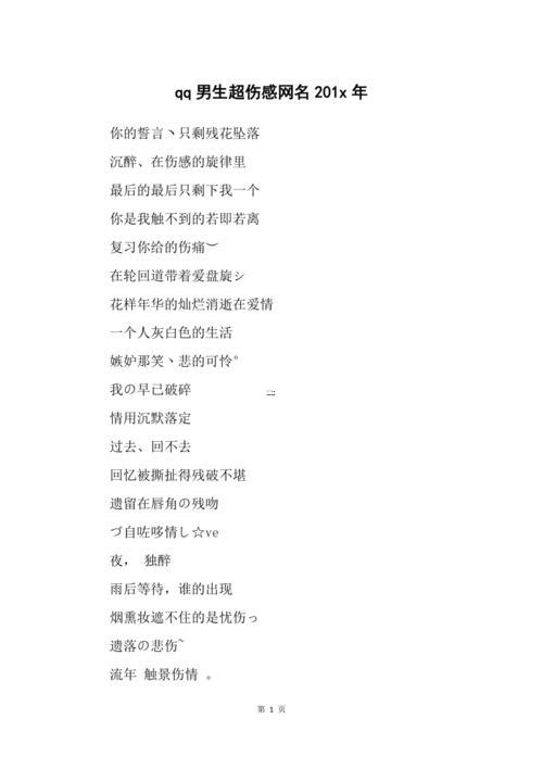 qq憂傷網(wǎng)名