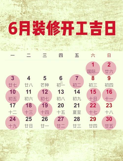 5月裝修吉日23年