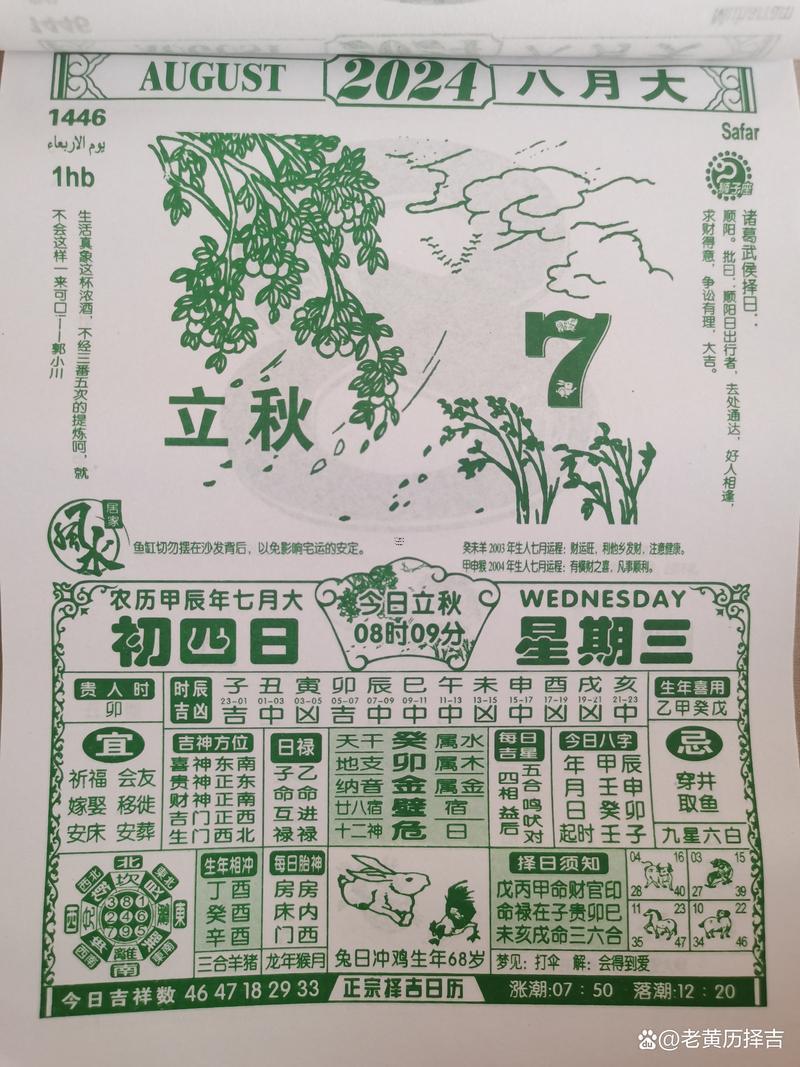 陰歷8月24日黃道吉日