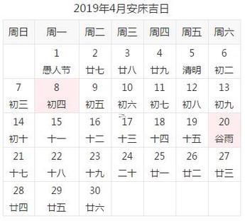 4月安床黃道吉日2026年