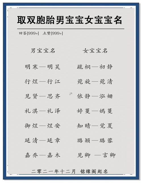 雙胞胎男孩名字