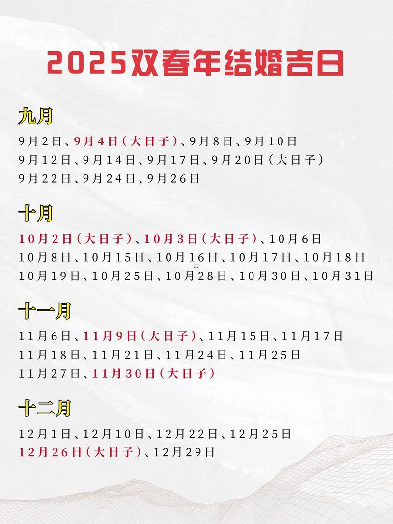 2025年12月結(jié)婚吉日查詢