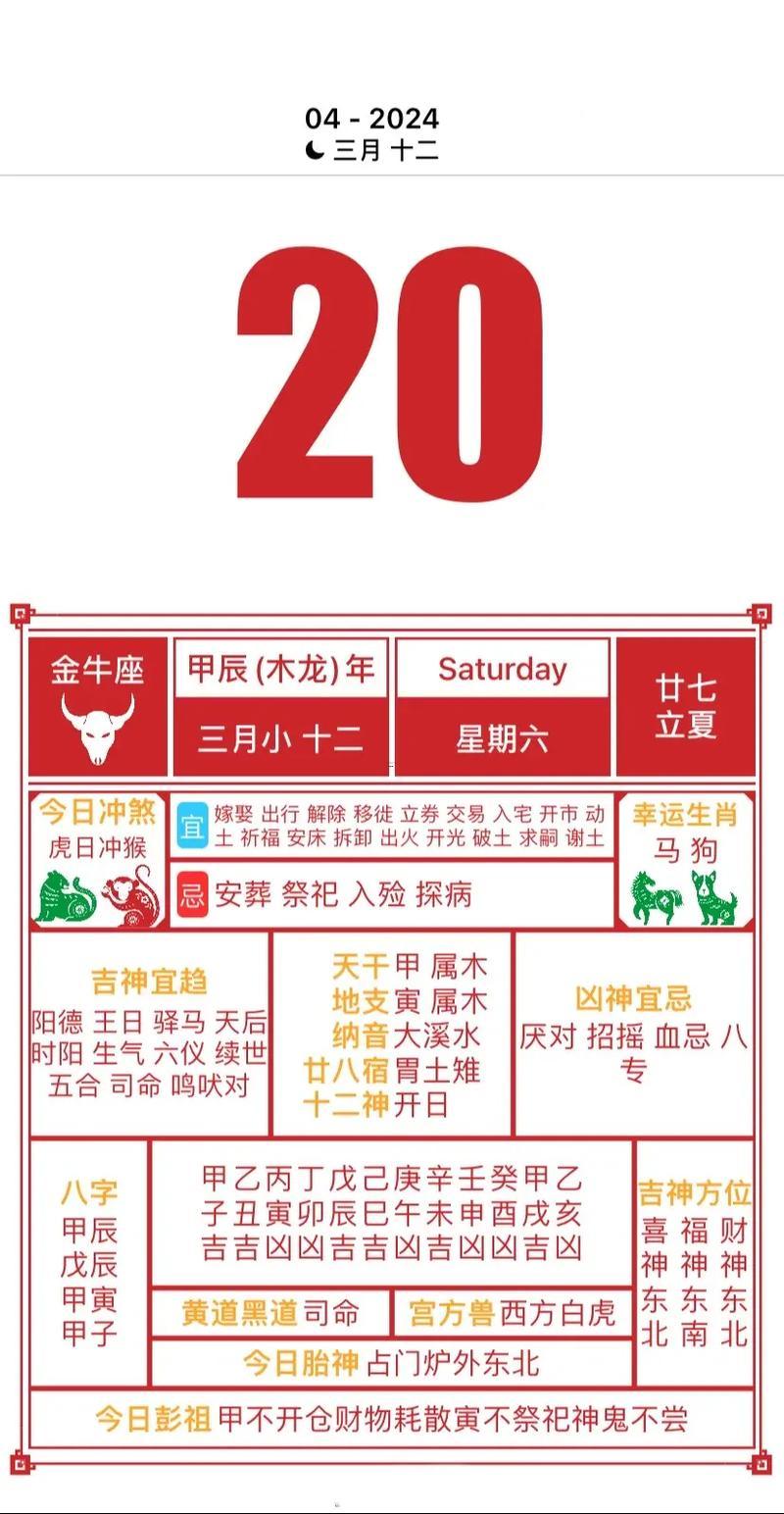 2026年4月得老黃歷