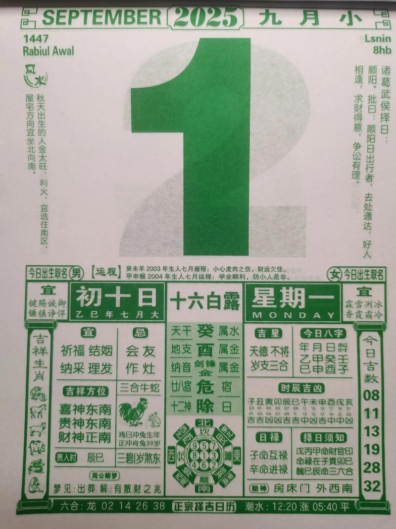 2025農歷九月那天生子好