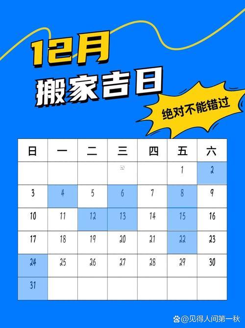12月搬家吉日一覽表