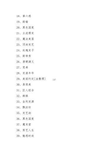 美發(fā)店名字