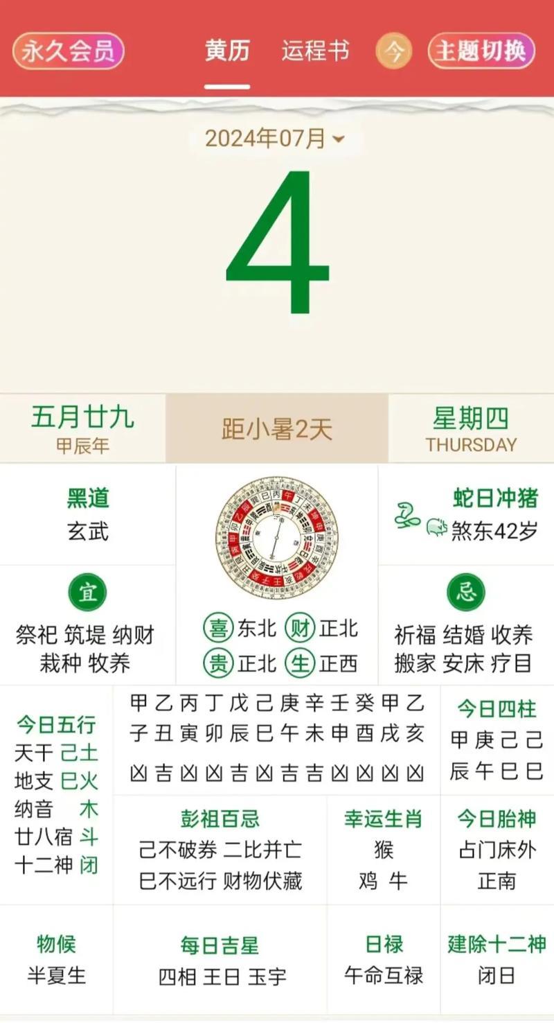 七月黃道吉日萬年歷