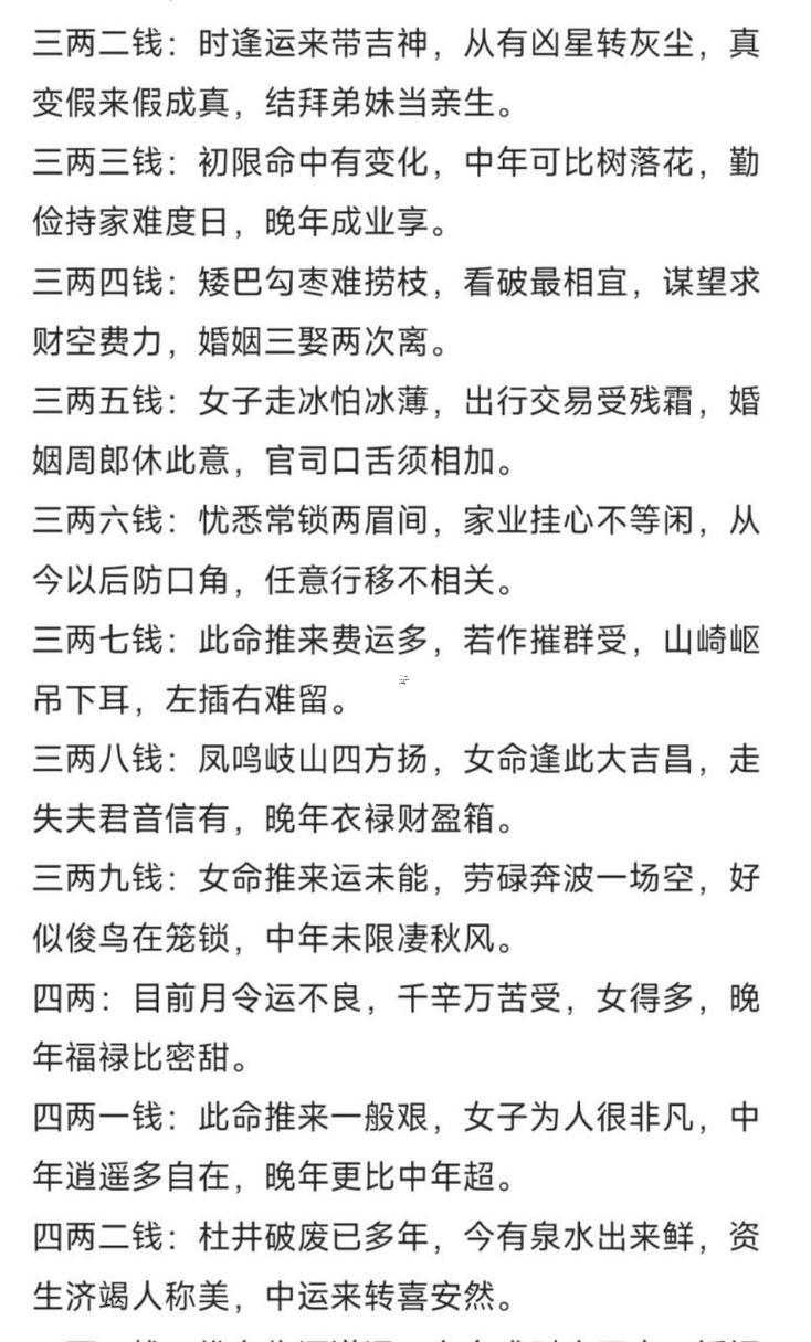 稱(chēng)骨算命女命3兩
