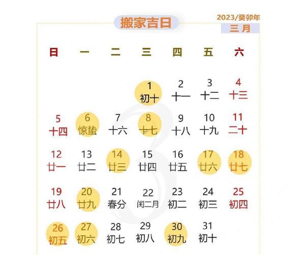 十月搬家最好吉日