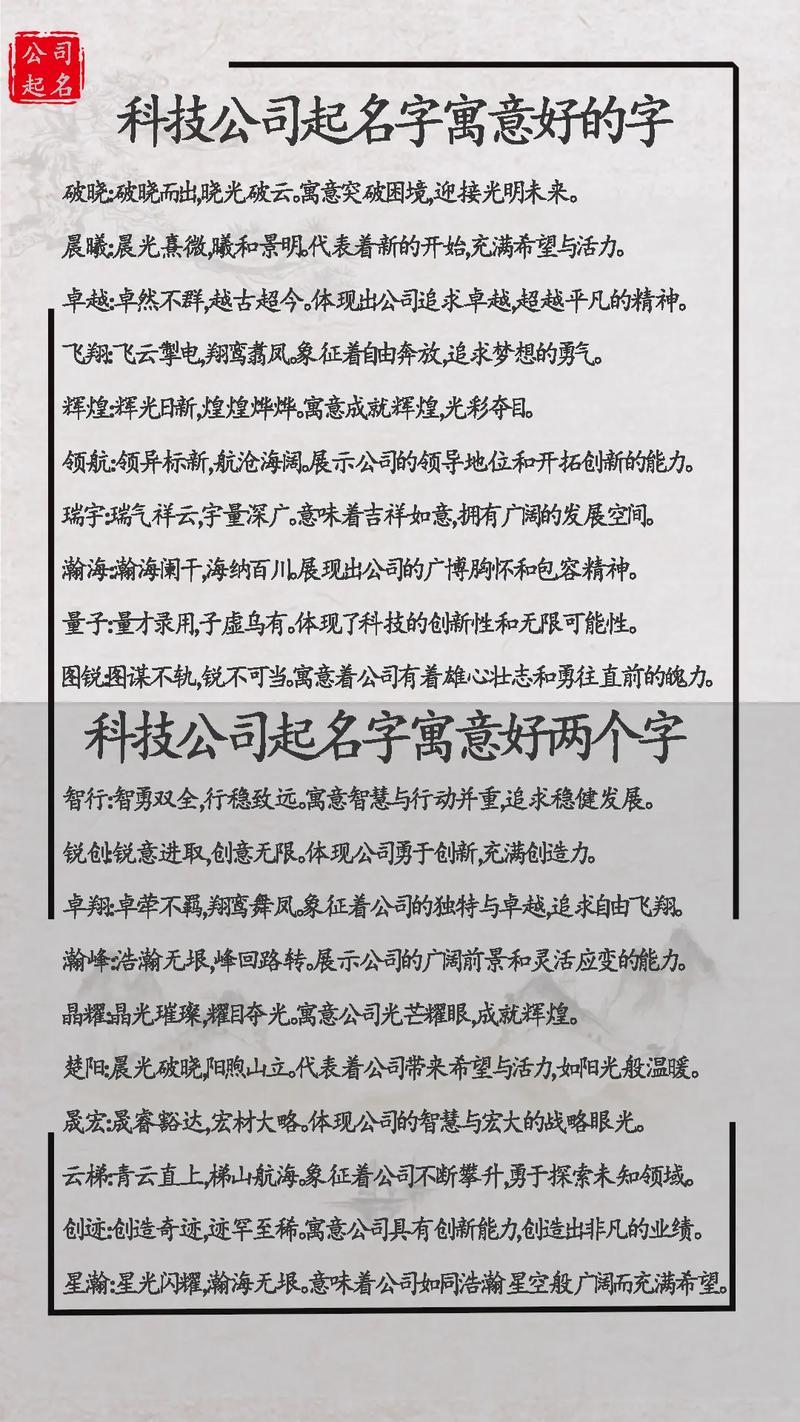 科技公司名字好聽有科技感