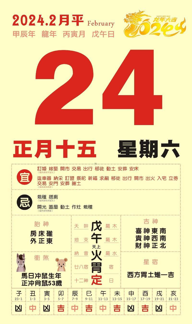 2026年陰歷二月黃道吉日