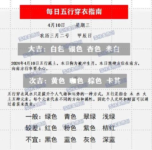 10月4日五行穿衣顏色分享