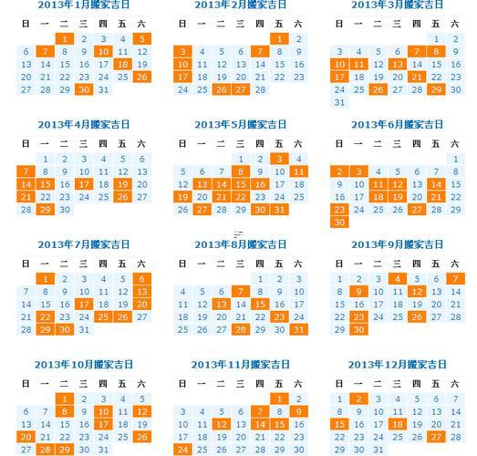 十月遠(yuǎn)行吉日一覽表