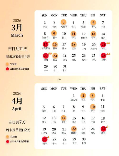 2026年11月的黃道吉日一覽表