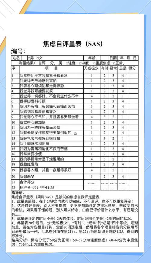 焦慮測試量表gad7