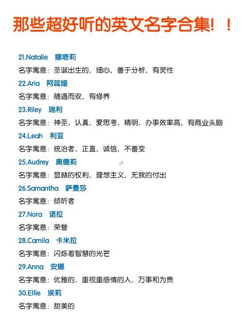 好聽的女生英文名