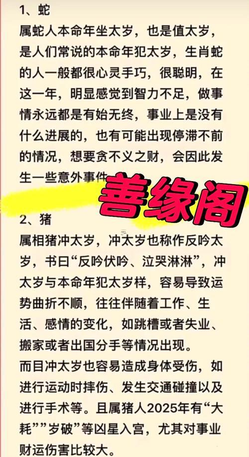 2025沖太歲犯太歲的生肖