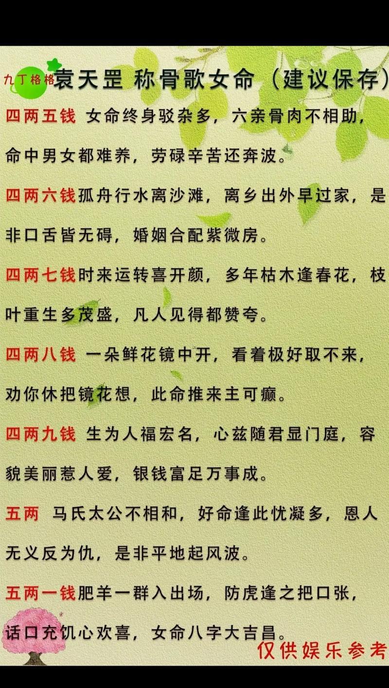 三兩四錢女命