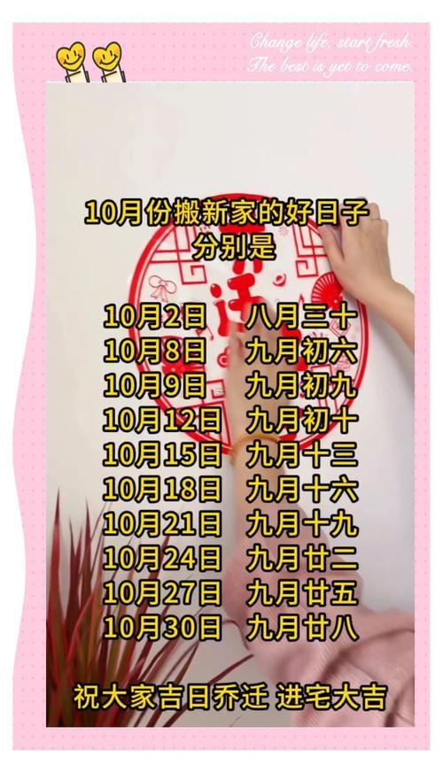 2026年10月份搬家得黃道吉日