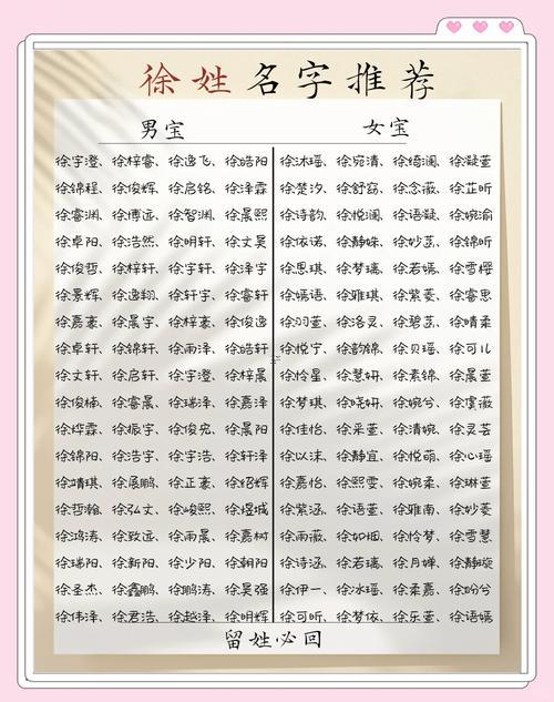 徐姓女孩起名