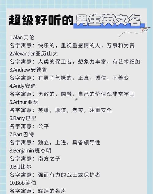 男生英文名