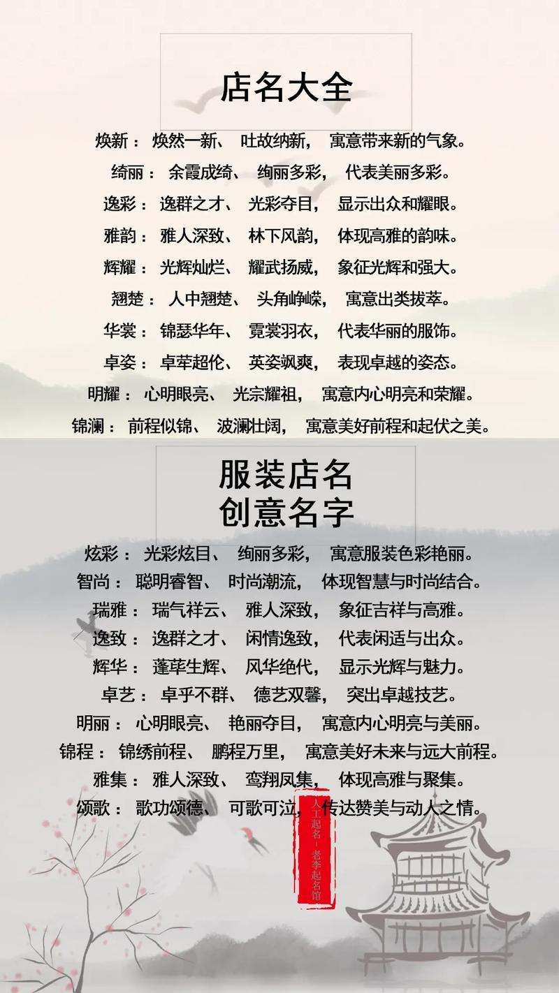女裝服裝店起名