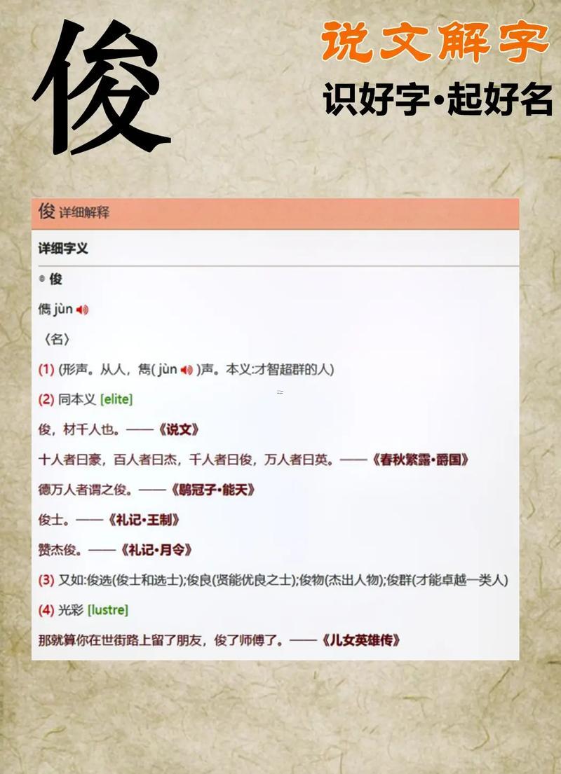 俊字取名的寓意
