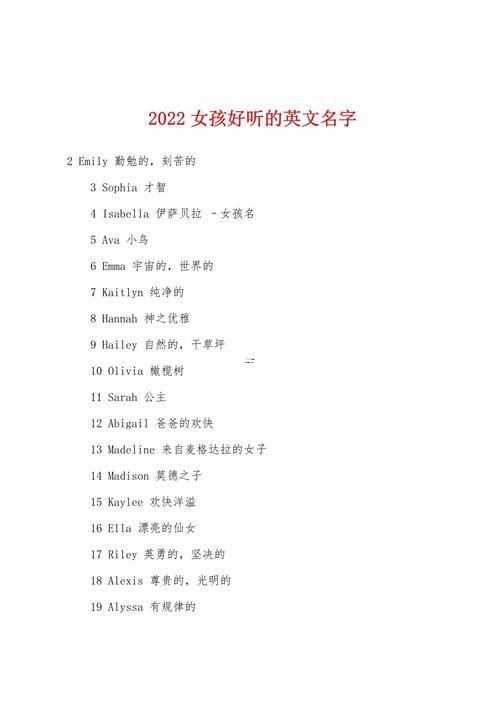 女英語名字