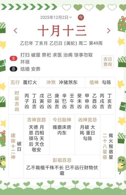 2025年12月黃道吉日查詢