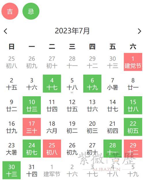 2026年7月宜理發(fā)黃道吉日