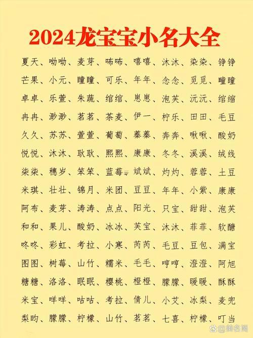 2024年好聽得寶寶小名
