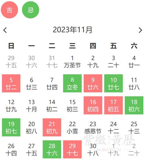 11月黃道吉日明細(xì)
