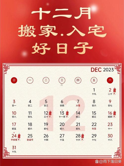 十二月搬家吉日日歷表