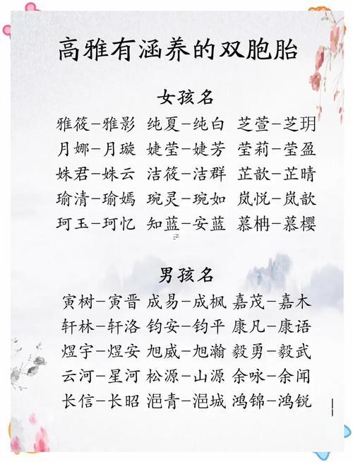 雙胞胎女孩名字
