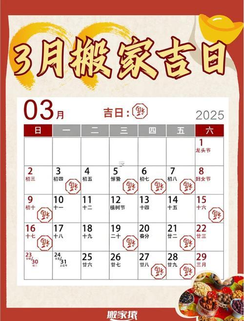 2025年10月搬家黃道吉日