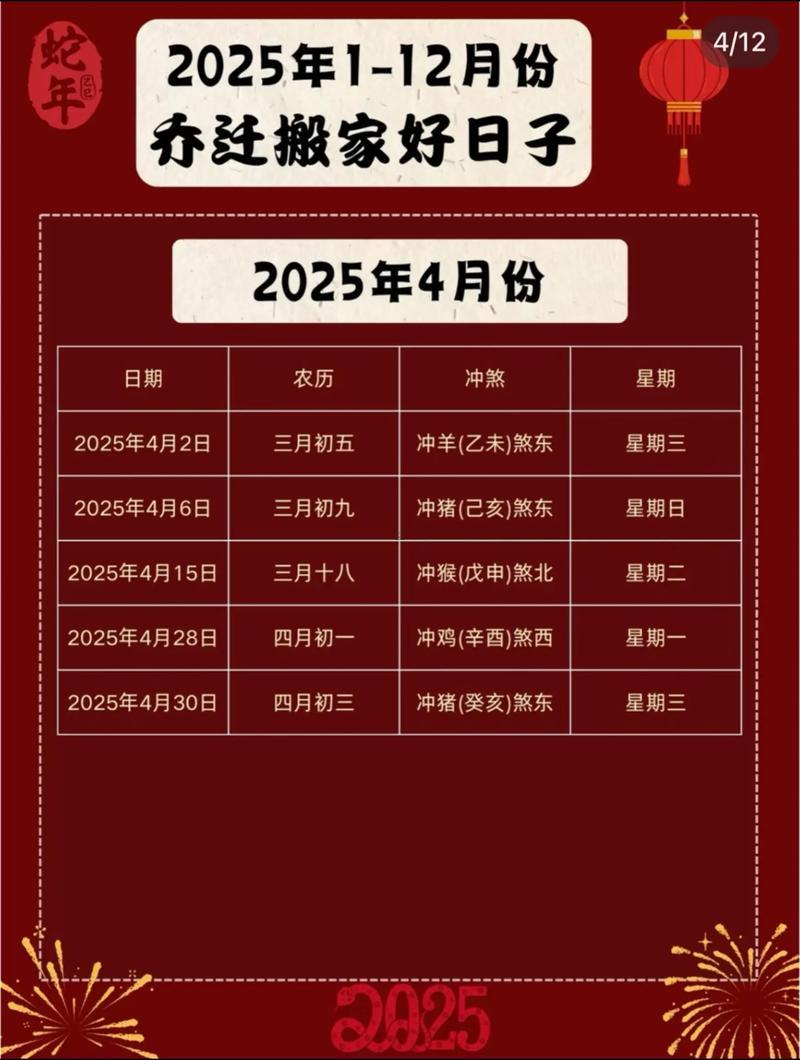 2025年9月最佳搬家吉日