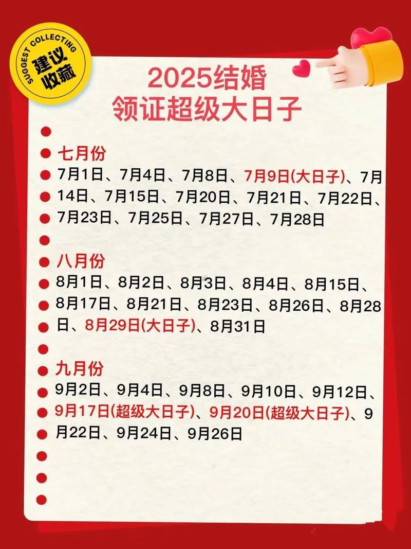 2025年8月領(lǐng)證吉日表